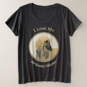 Afghan Hound Painting - Cute Original Dog Art Plus Size T-Shirt