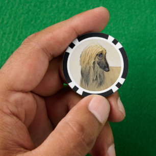 Afghan Hound Painting - Cute Original Dog Art Poker Chips