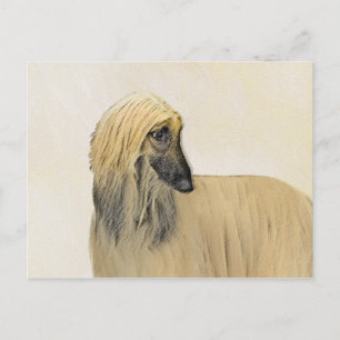 Afghan Hound Painting - Cute Original Dog Art Postcard