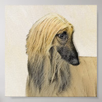 Afghan Hound Painting - Cute Original Dog Art