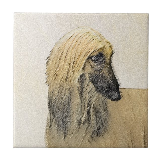 Afghan Hound Painting - Cute Original Dog Art Tile (Front)