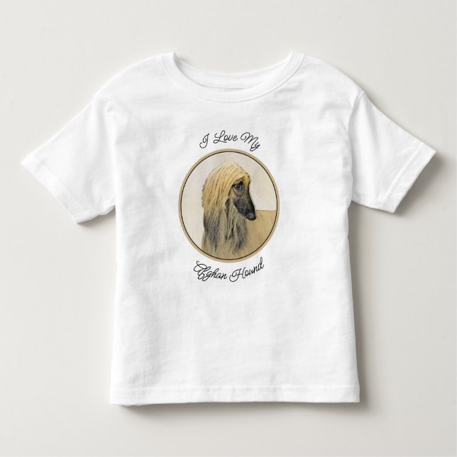 Afghan Hound Painting - Cute Original Dog Art Toddler T-Shirt (Front)