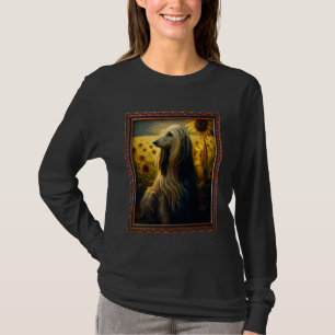 Afghan Hound Painting Sunflower Flower Mom Women F T-Shirt