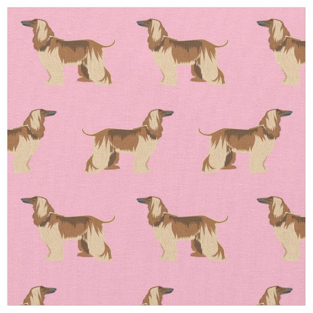afghan hound pink dog fabric (Close Up)