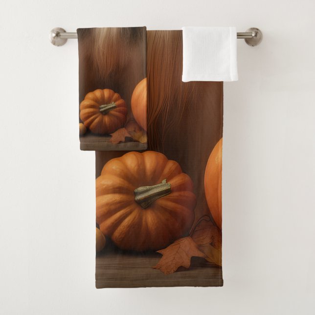 afghan hound Puppy Autumn Delight Pumpkin Bath Towel Set (Insitu)