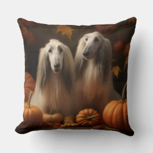 afghan hound Puppy Autumn Delight Pumpkin Cushion