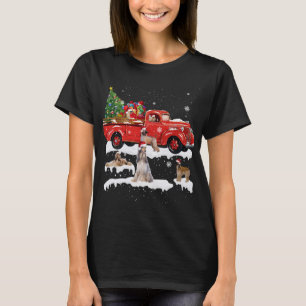 Afghan Hound Riding Red Truck Merry Christmas X-ma T-Shirt