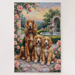 Afghan Hound Rose Garden Art Jigsaw Puzzle
