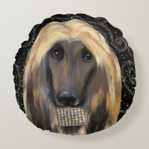 AFGHAN HOUND ROUND CUSHION
