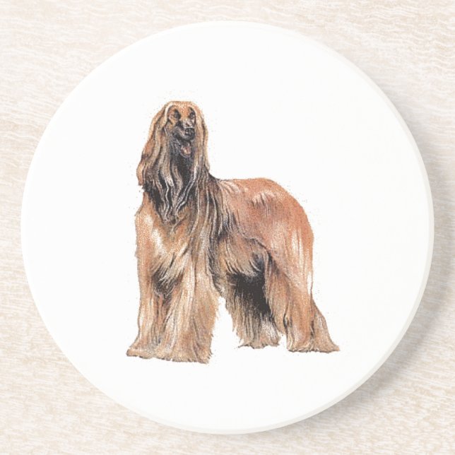 Afghan Hound Sandstone Coaster (Front)