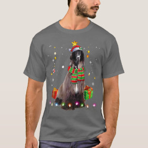 Afghan Hound Santa Christmas Tree Lights Xmas Paja T-Shirt