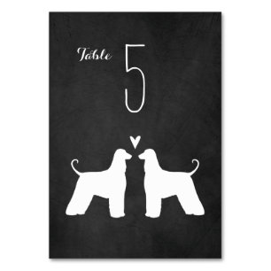 Afghan Hound Silhouettes Wedding Reception Table Number
