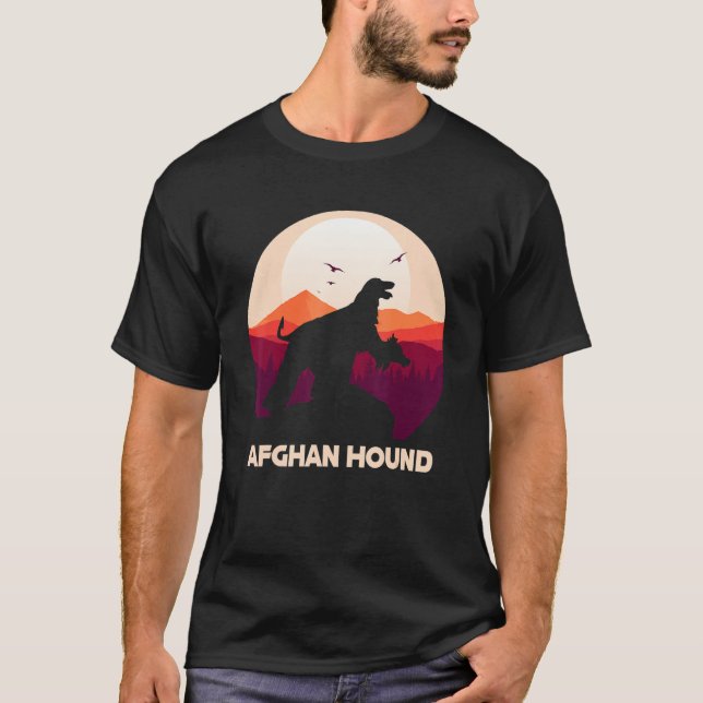 Afghan Hound under Moon for Halloween Costume T-Shirt (Front)