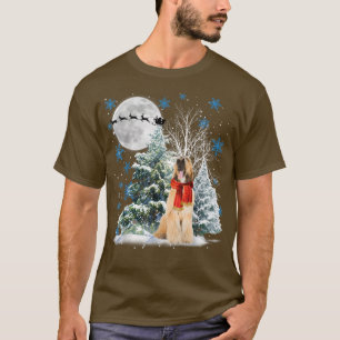 Afghan Hound Under Moonlight Snow Christmas Pajama T-Shirt