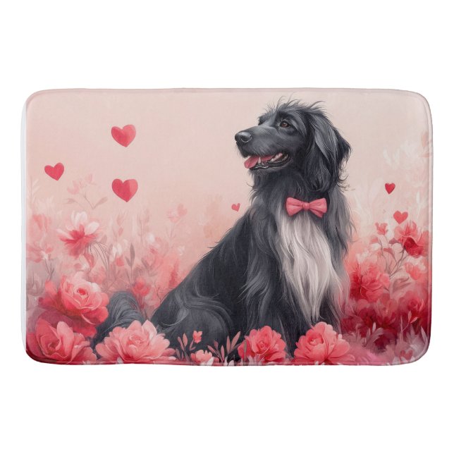Afghan Hound with Roses - Valentine's Day  Bath Mat (Front)