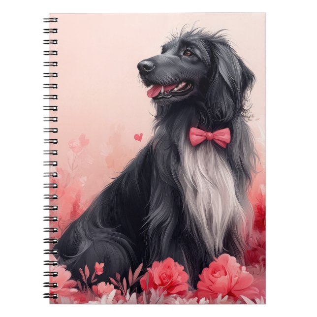 Afghan Hound with Roses - Valentine's Day  Notebook (Front)