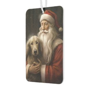 Afghan Hound with Santa Claus Festive Christmas Car Air Freshener