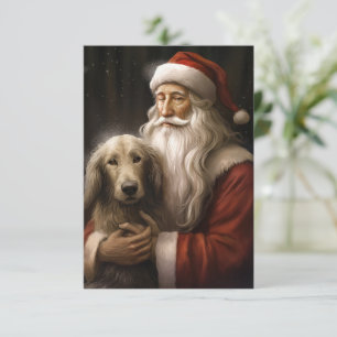 Afghan Hound with Santa Claus Festive Christmas Card