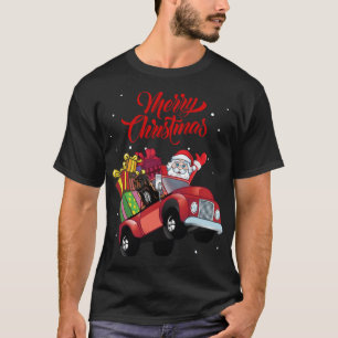 Afghan Hound With Santa Claus In Red Truck Dog T-Shirt