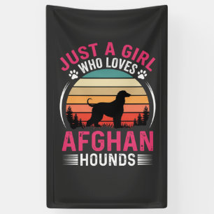 Afghan Hounds Retro Sunset Dog Lover Banner