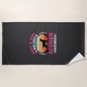 Afghan Hounds Retro Sunset Dog Lover Beach Towel
