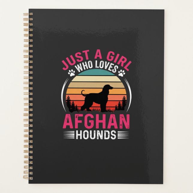 Afghan Hounds Retro Sunset Dog Lover Planner (Front)