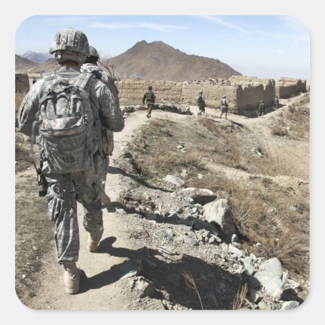 Afghan National Army and US soldiers Square Sticker (Front)
