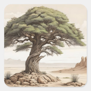 Afghan pine tree square sticker