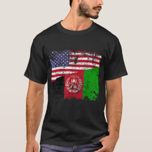AFGHAN ROOTS Half American Flag USA AFGHANISTAN FL T-Shirt