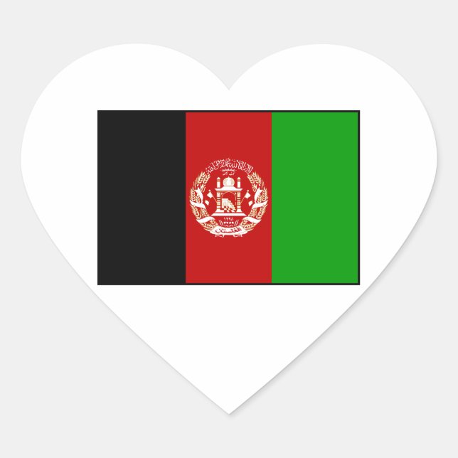 Afghanistan - Afghan Flag Heart Sticker (Front)