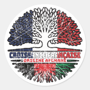 Afghanistan Afghan French France Tree Roots Flag Classic Round Sticker