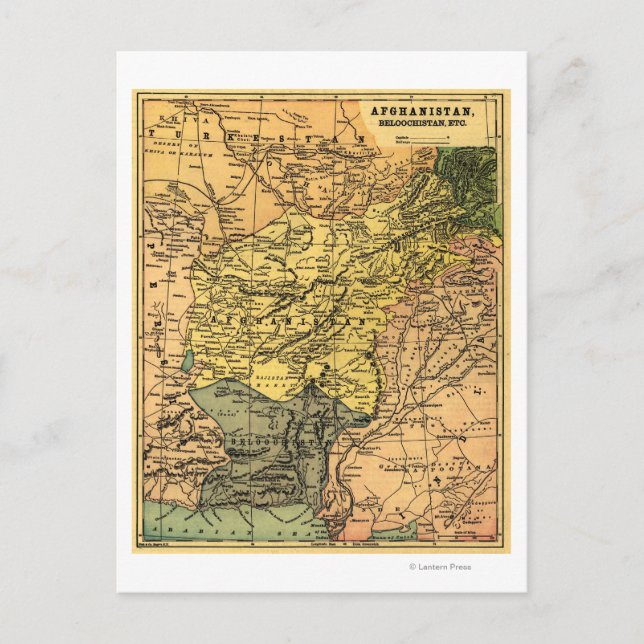 Afghanistan and Surrounding Countries Map Postcard (Front)