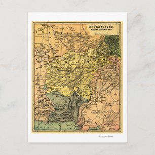 Afghanistan and Surrounding Countries Map Postcard