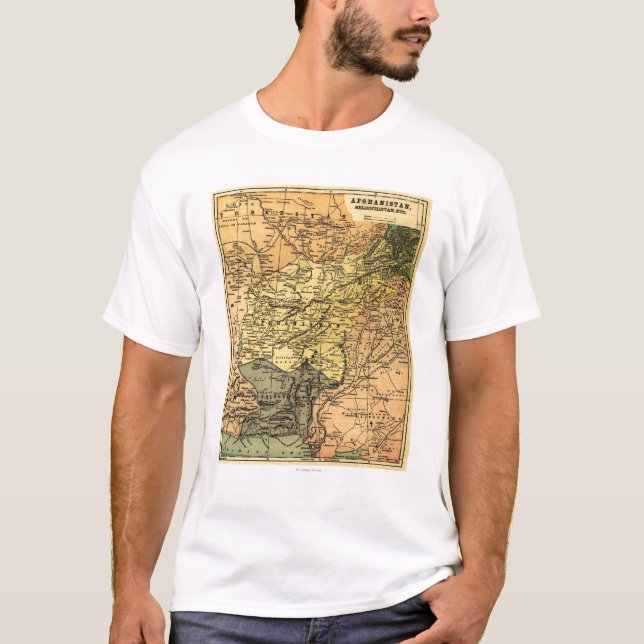 Afghanistan and Surrounding Countries Map T-Shirt (Front)
