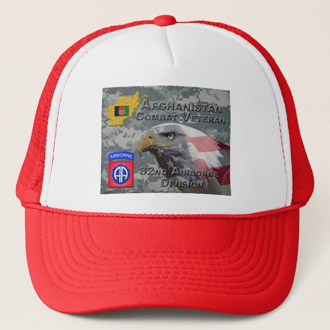“Afghanistan Combat Veteran” - 82nd Airborne Divis Trucker Hat (Front)