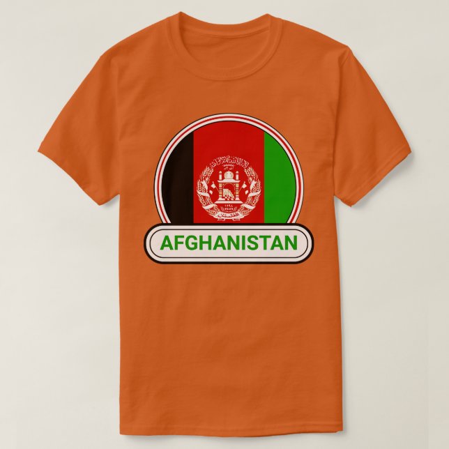 Afghanistan Country Badge Afghanistan Flag T-Shirt (Design Front)