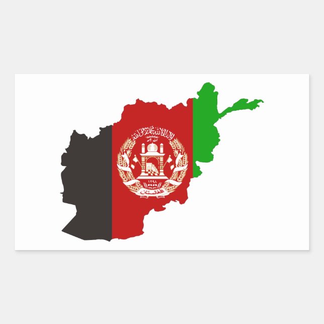 afghanistan country flag map shape symbol silhouet rectangular sticker (Front)