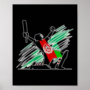 Afghanistan Cricket Team Spirit Silhouette Celebra Poster