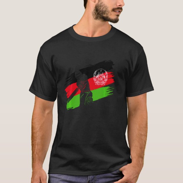 Afghanistan Flag Afghanistan Cricket Fan Player Co T-Shirt (Front)