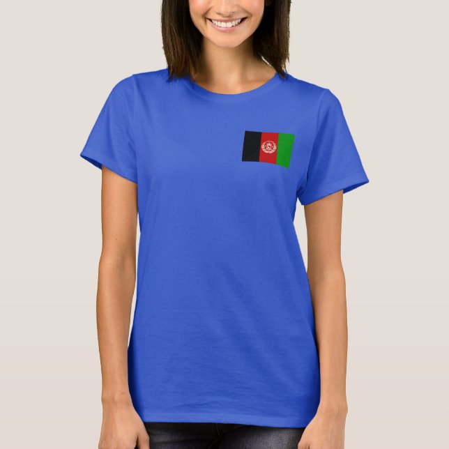 Afghanistan Flag and Map dk T-Shirt (Front)