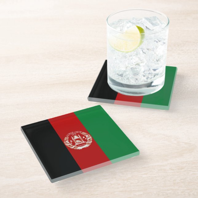 Afghanistan flag glass coaster (Angled)