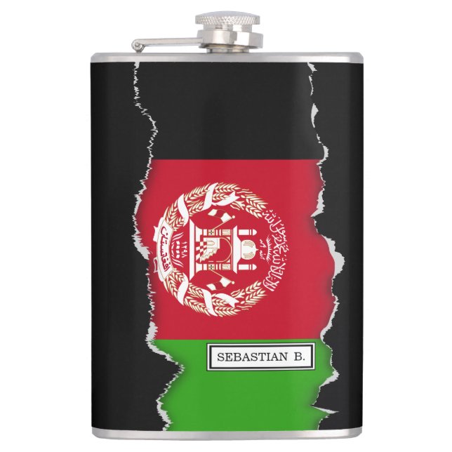 Afghanistan Flag Hip Flask (Front)