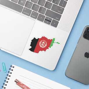 Afghanistan Flag In Country Map Sticker