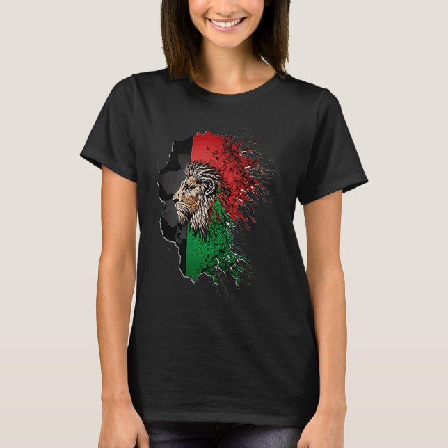 Afghanistan Flag Lion Free Afghanistan T-Shirt (Front)