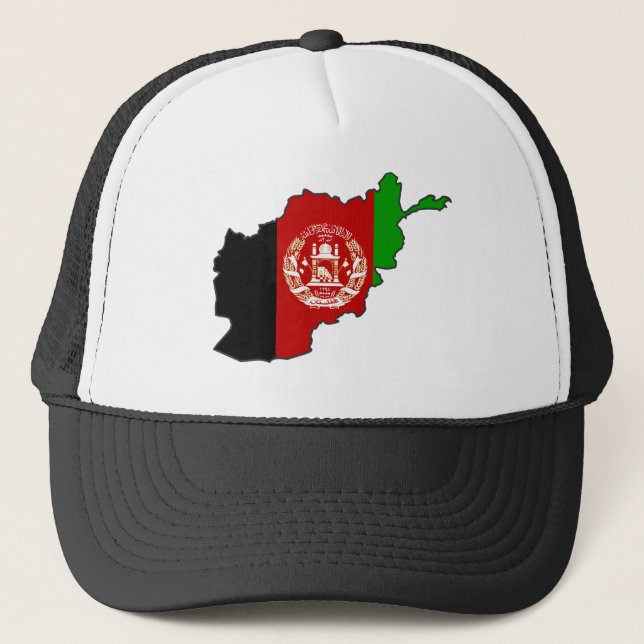 Afghanistan Flag Map Trucker Hat (Front)