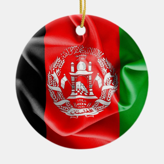 Afghanistan Flag Round Ceramic Ornament (Front)