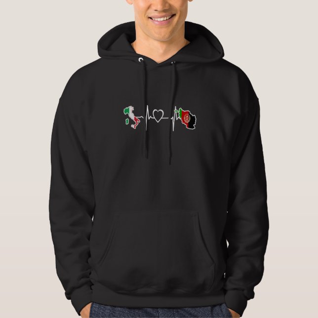 Afghanistan Italy Flag Afghan Italian Heartbeat 1 Hoodie (Front)