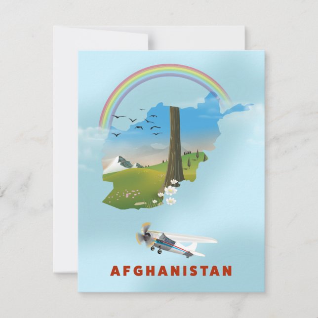 Afghanistan Map landscape travel poster (Front)