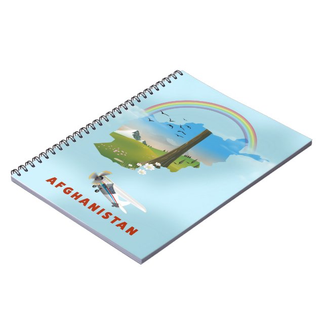 Afghanistan Map landscape travel poster Notebook (Left Side)
