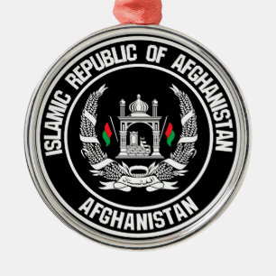 Afghanistan Round Emblem Metal Tree Decoration